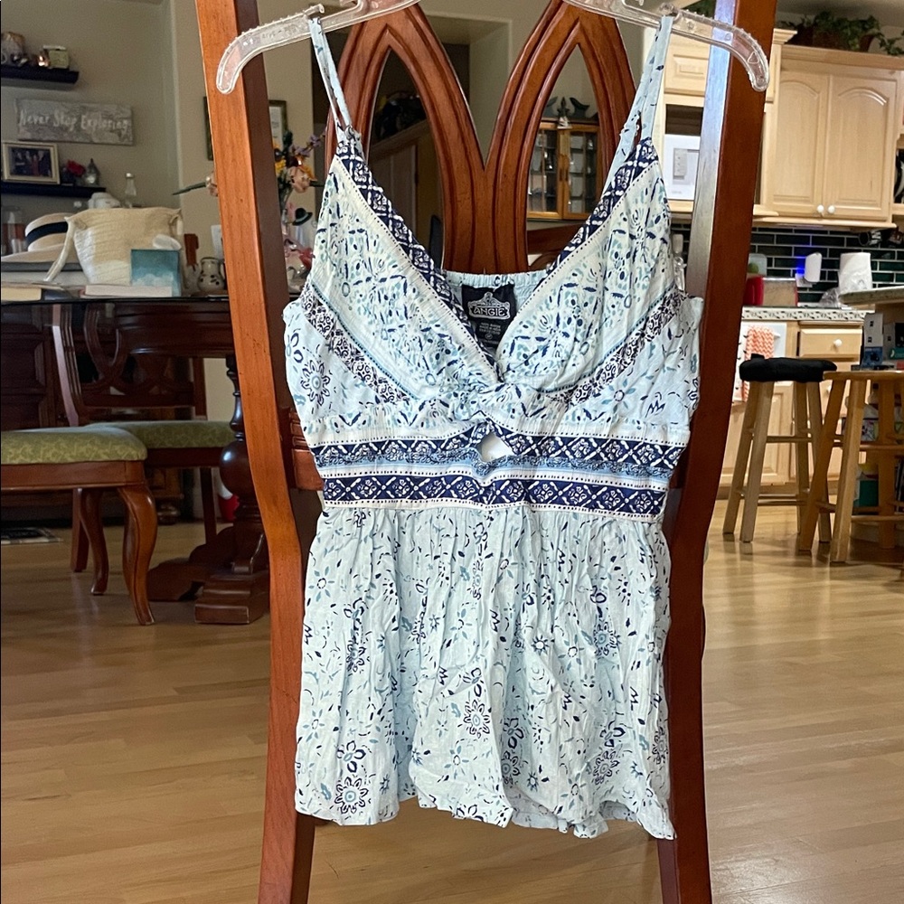Francesca's Collections White and Blue Camisole